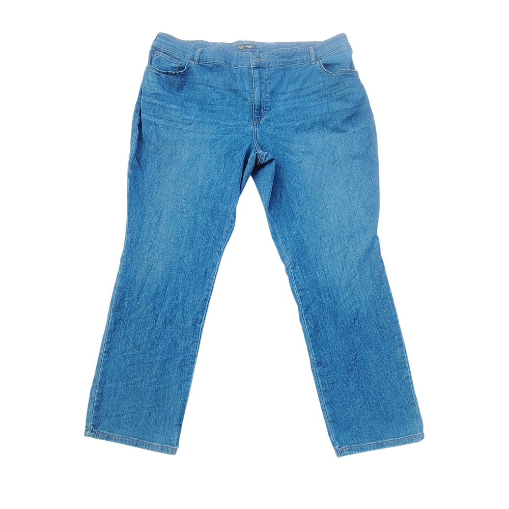 Lee Plus Relaxed Fit Straight Leg Jeans Womens Size 26 Blue Mid Rise Denim J26